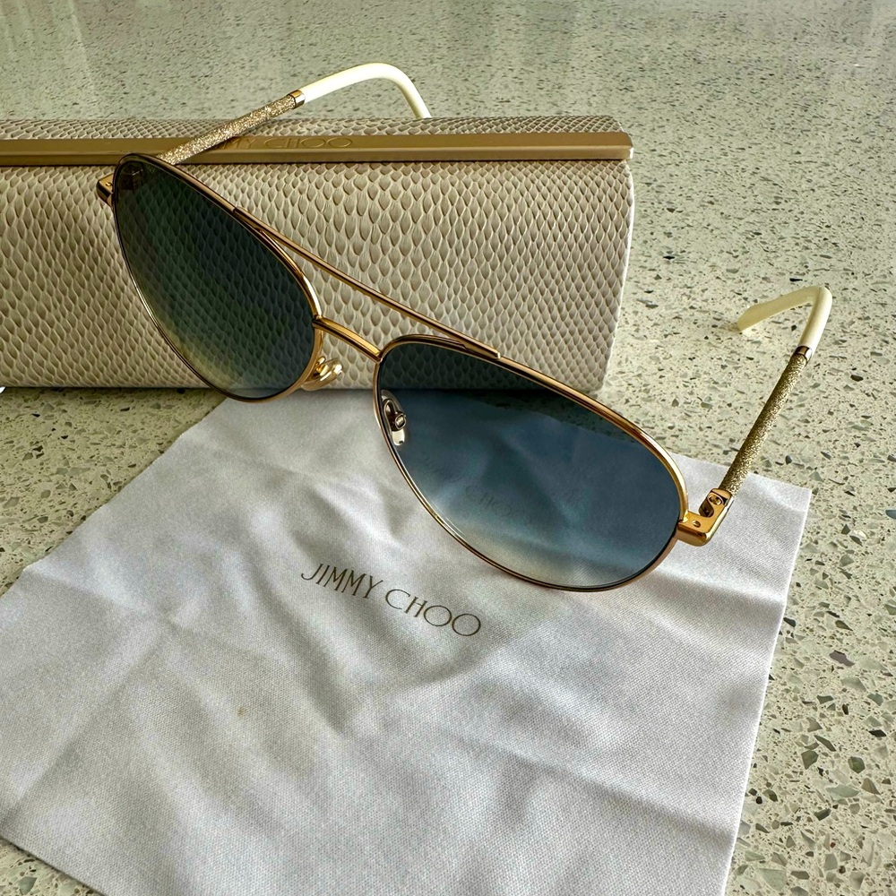 New Jimmy Choo Blue and Gold Sunglasses